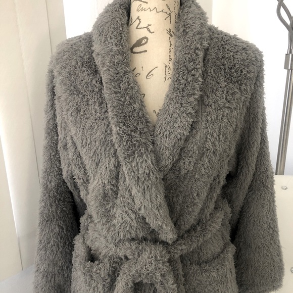 NWT Natori Plush Silver/Gray Short Eyelash Robe XS - Picture 6 of 12